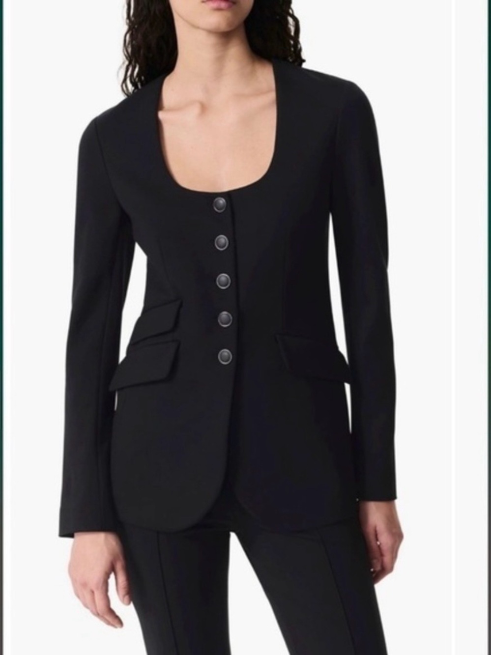 Rag & Bone Roslyn Ponte U-Neck Blazer with Button Detail in Black Size 4